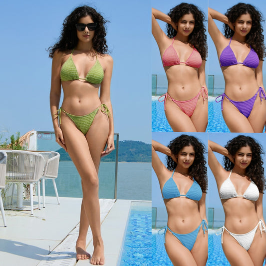 Fashionable Swimwear Cross-border Exclusive  Multi-needle-sewn Womens Two-piece Bikini
