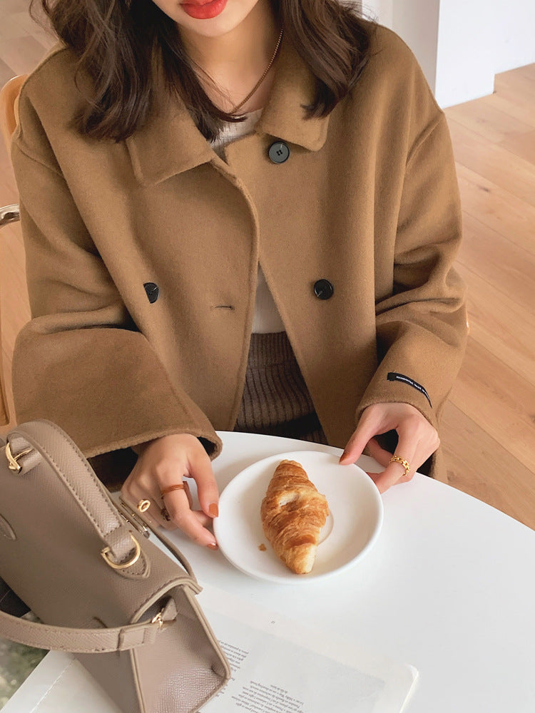 Medium Length Loose Small Wool Coat