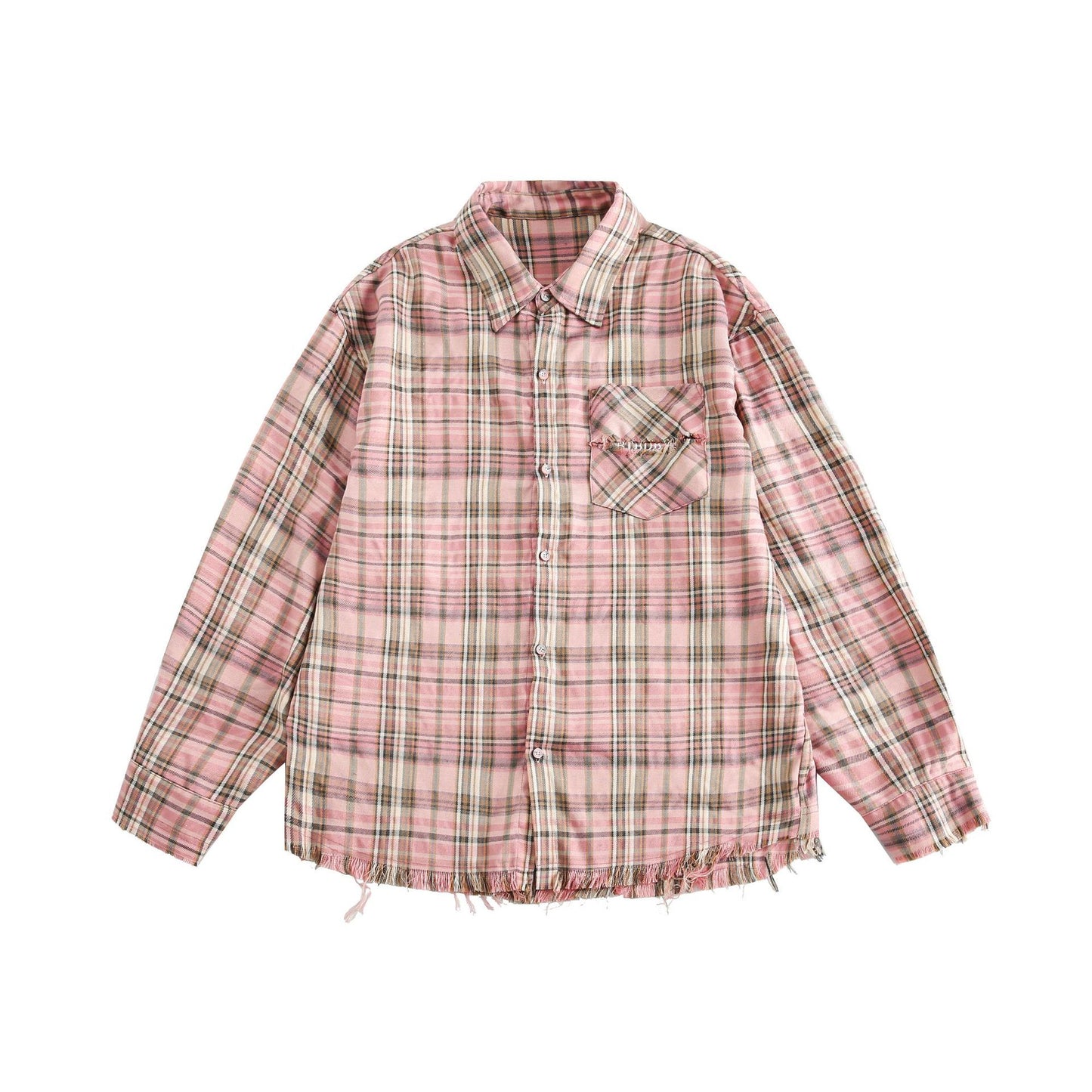 Plaid Shirt Coat Burrs Tassels Men And Women
