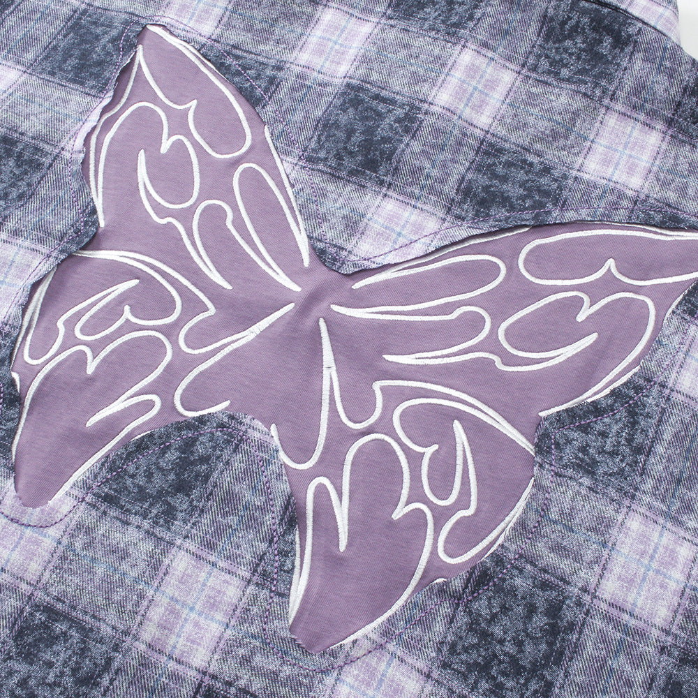 Plaid Embroidered Long-sleeved Shirt For Men Spring And Autumn