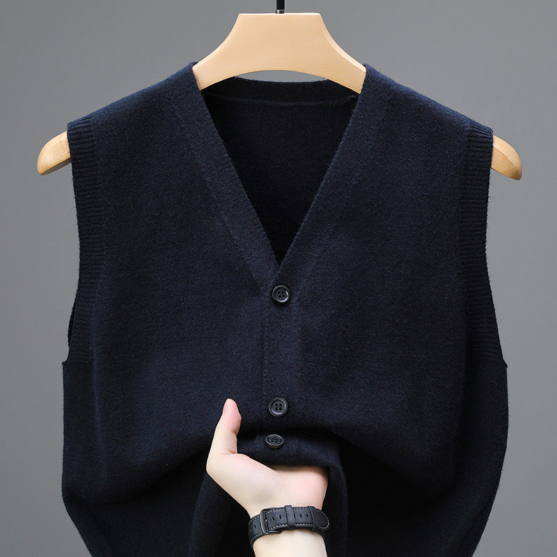 Men's Spring And Autumn Sleeveless Knitted Vest For Middle-aged And Elderly