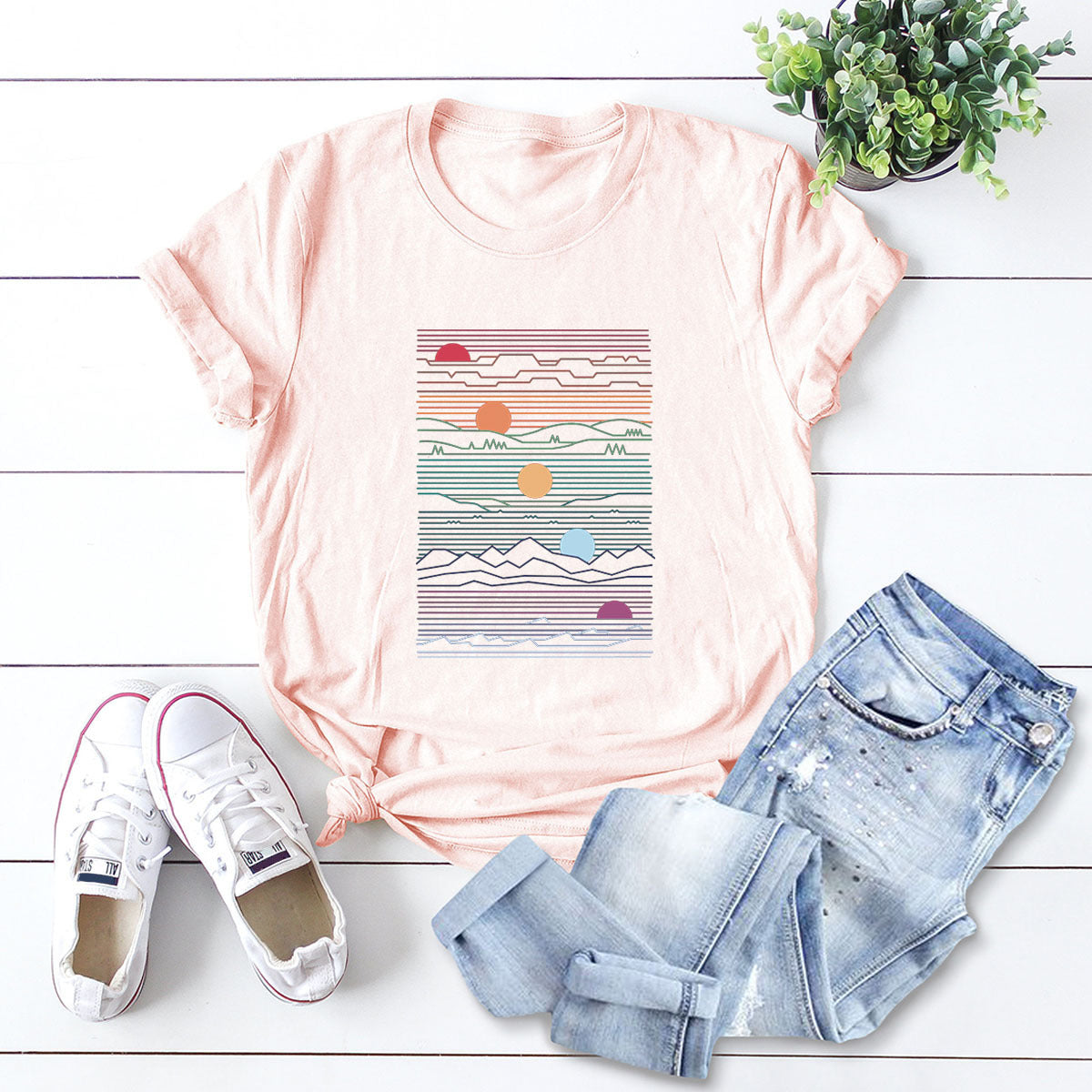 European And American Women's Round Neck Short Sleeve T-shirt