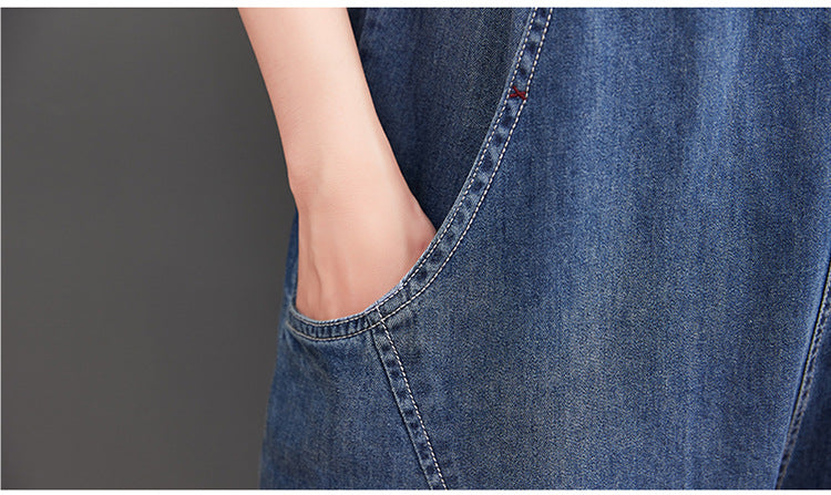 Overalls Harem Pants Casual Loose Striped Contrast Color