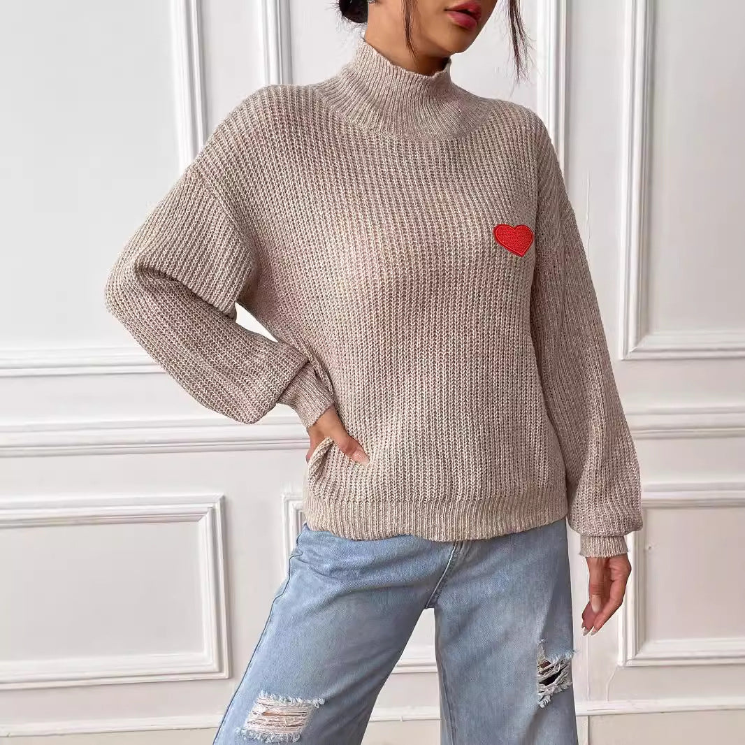 Half Turtleneck Pullover Mixed Color