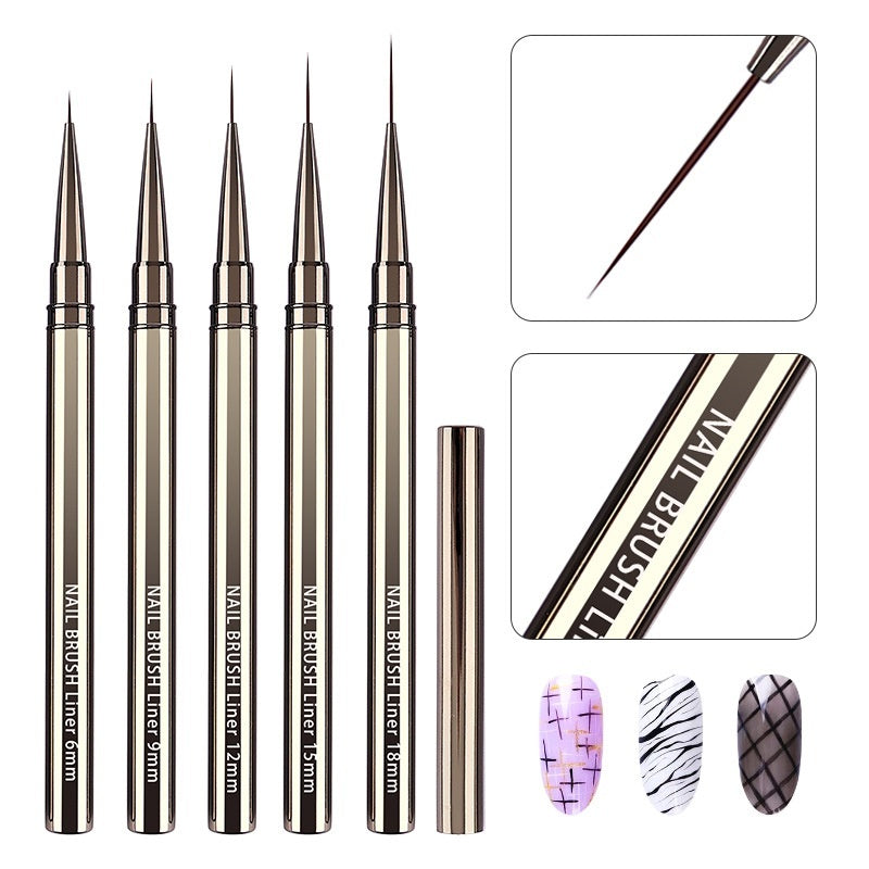 Ultra Fine Manicure Line Drawing Pen Metal Rod 5 PCs Suit Fluoresent Marker Hook Line Pen Manicure