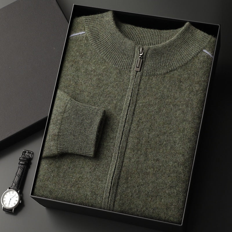 Men's Cashmere Sweater Thick Heavy Half Turtleneck Zipper