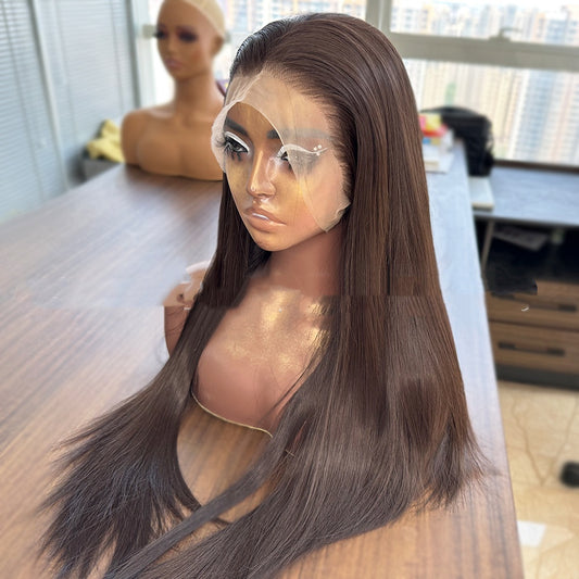 Brown High-temperature Fiber Chemical Fiber Hand-woven Front Lace Wig Head Cover