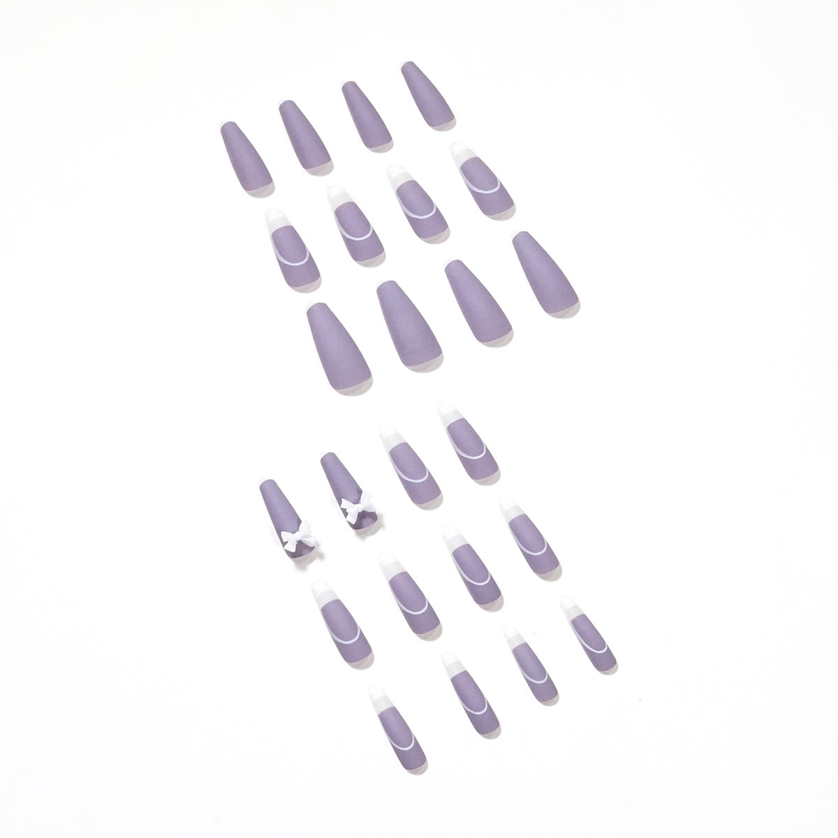 Vine Purple French Style Bow Wear Manicure