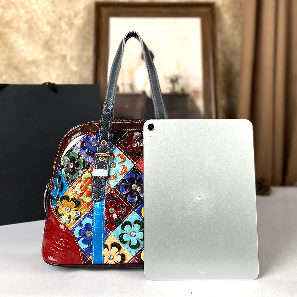 Stylish Patchwork Color-Block Womens Tote And Crossbody Bag