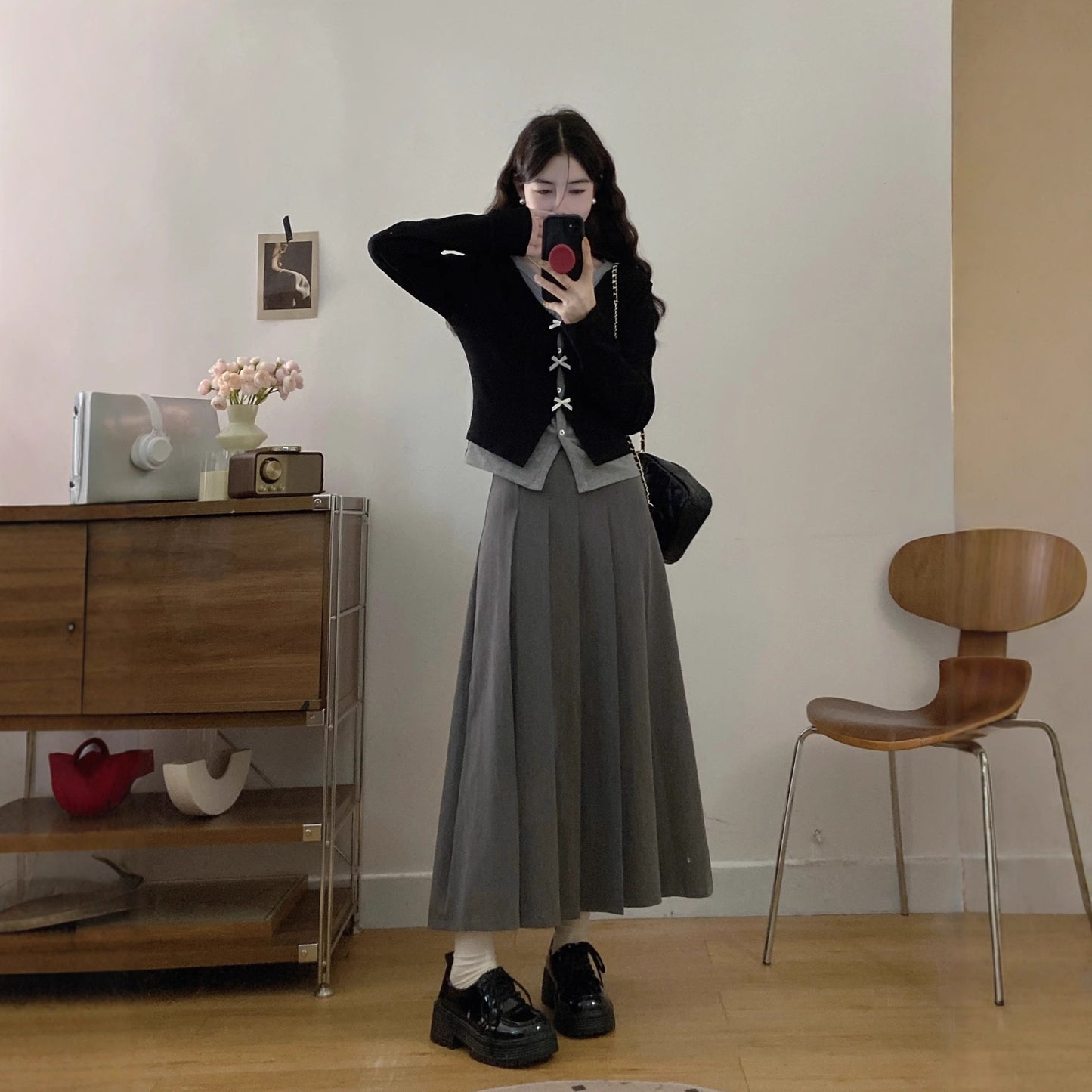 High-end Fake Two-piece Shirt Slimming Skirt Two-piece Set