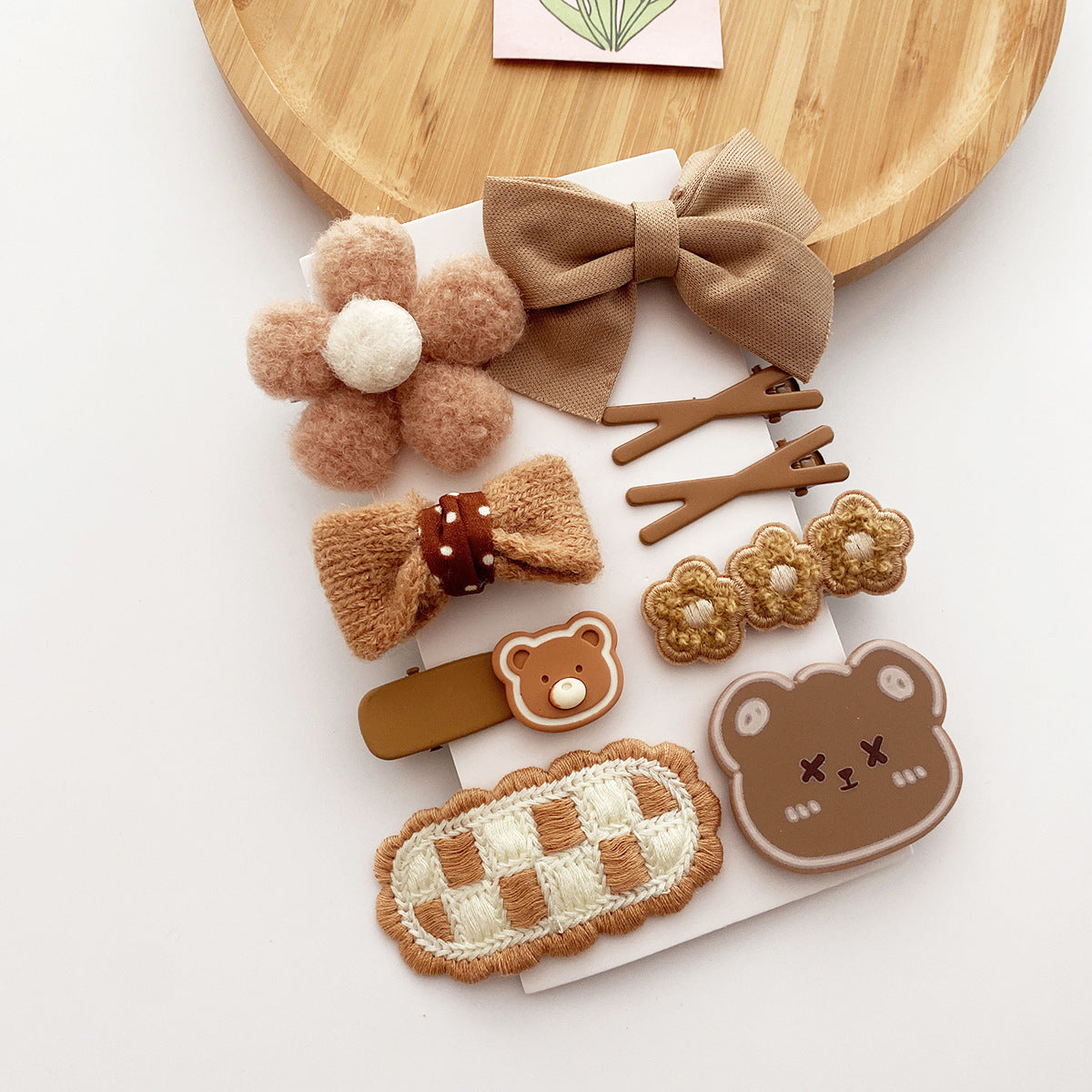 Korean Style All-match Milk Tea Color Autumn And Winter Plush Cute Flowers Barrettes Brown Bow Girl's Heart Hairpin