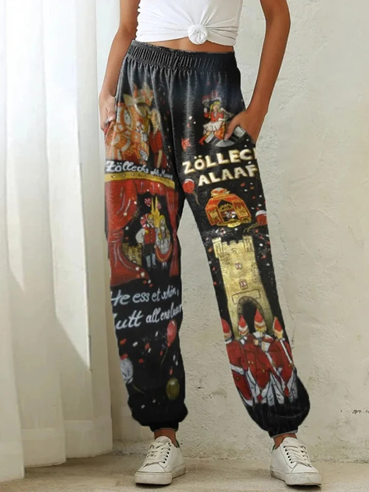 Animal-themed Digital-print High-waisted Harem Pants