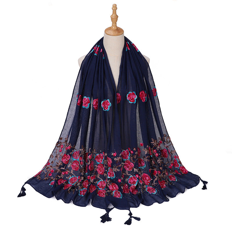 Ladies Travel Often Shawl Embroidery