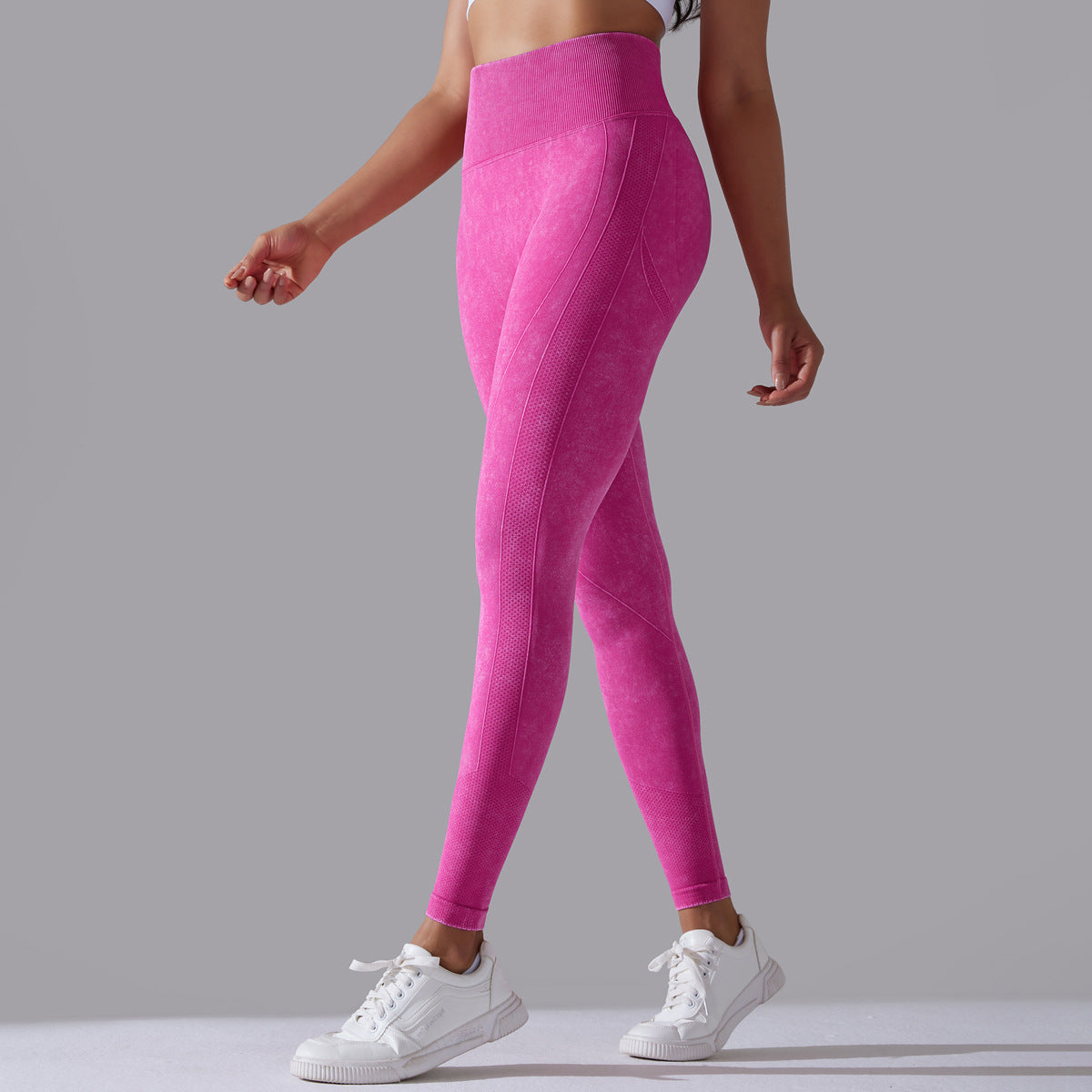 Strikkede sømløse yogabukser Løbesport Fitness Højtaljede baldeløftende leggings Damebeklædning