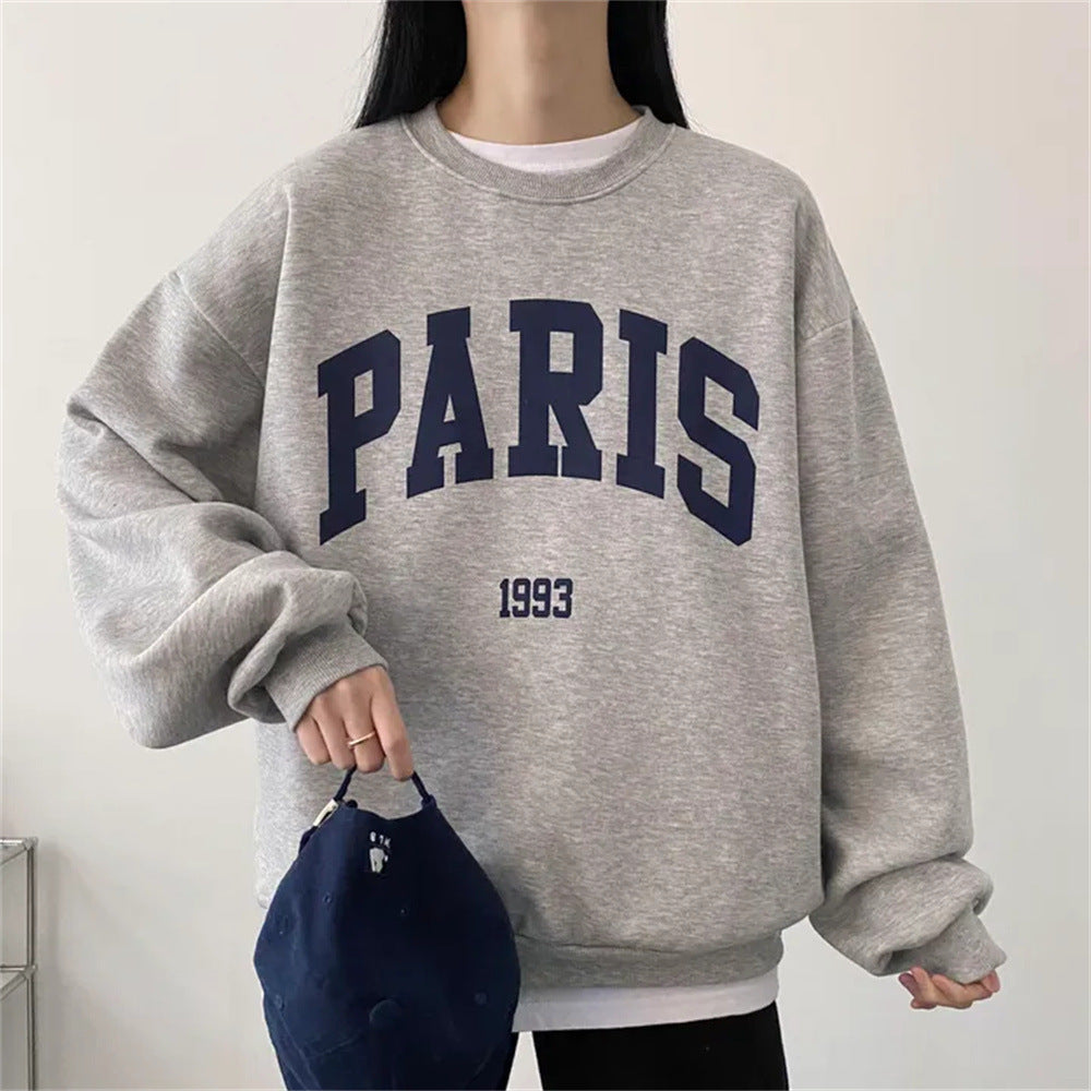 Skjorte Fleece Trykt Langærmet Bogstav Sweater