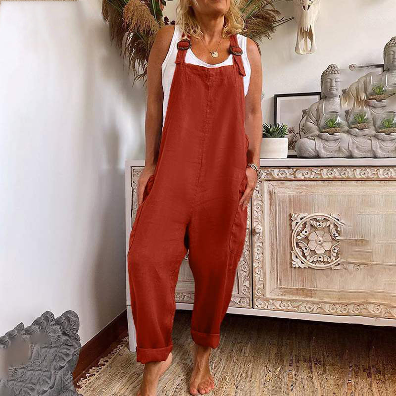 Women's Adjustable Buckle Wide Leg Jumpsuit