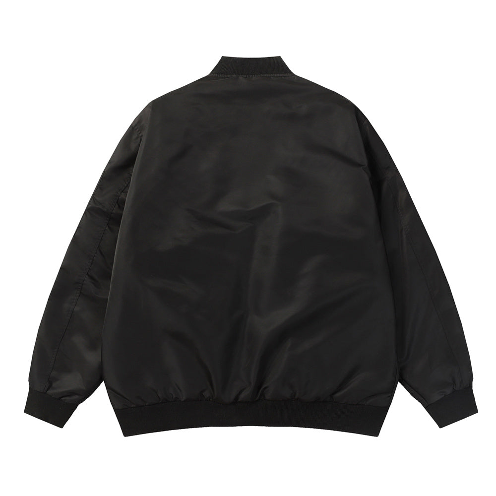 Baseball Uniform Badge Embroidery Sports Loose Casual Zip Coat