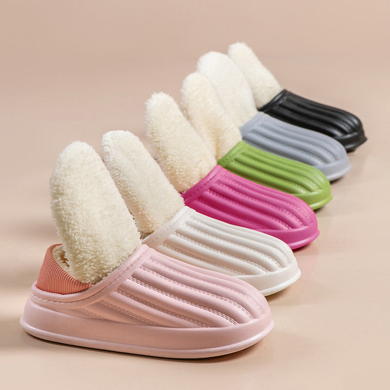Fashion Thickened Couple Slippers Women's Winter Shoes Home Warm Plush Confinement Shoes