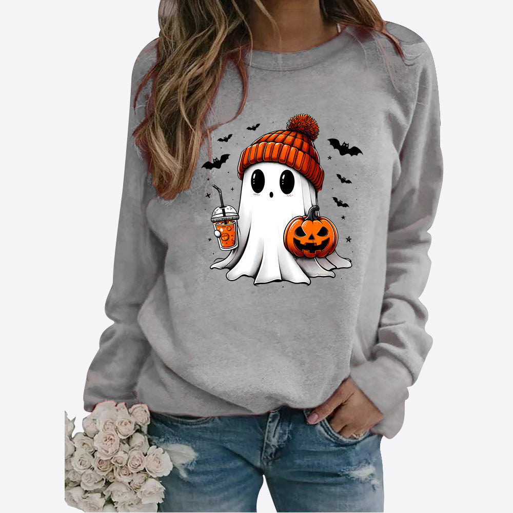 Halloween Rundhals Print Langærmet Sweater