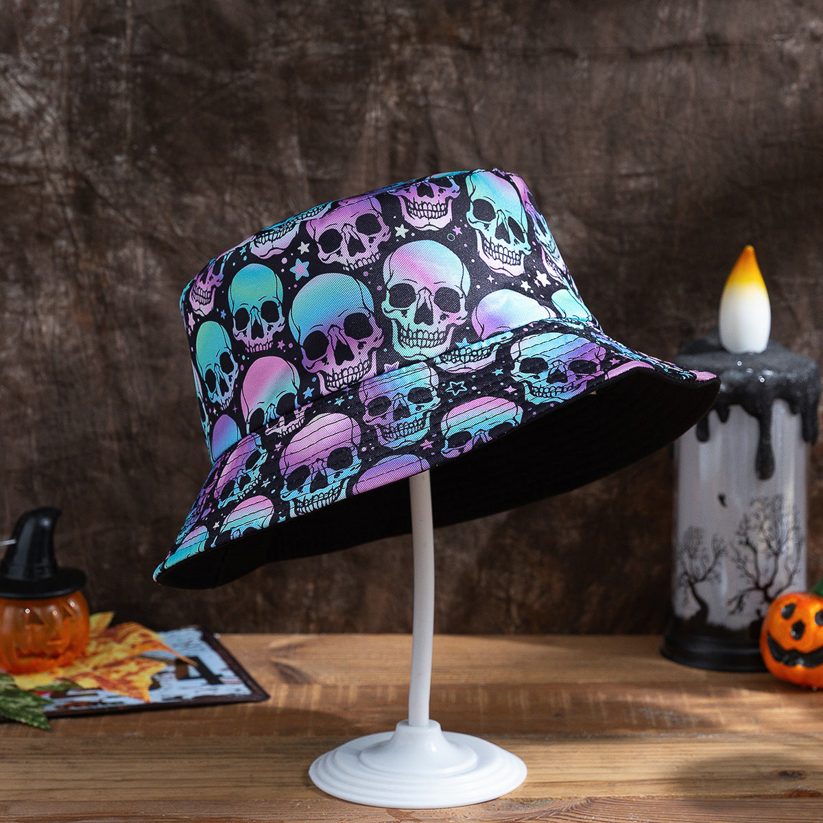 Halloween Funny Bat Pumpkin Ghost Reversible Fisherman Hat