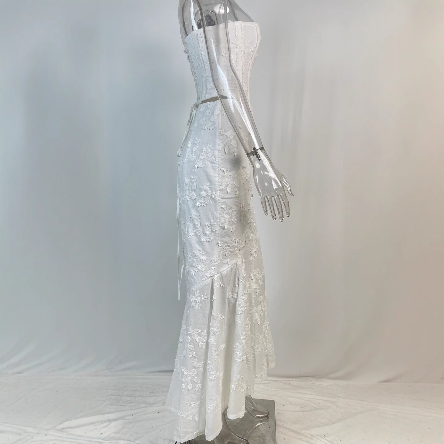 Figursyet Sexet Broderet Elegant Rørformet Minikjole