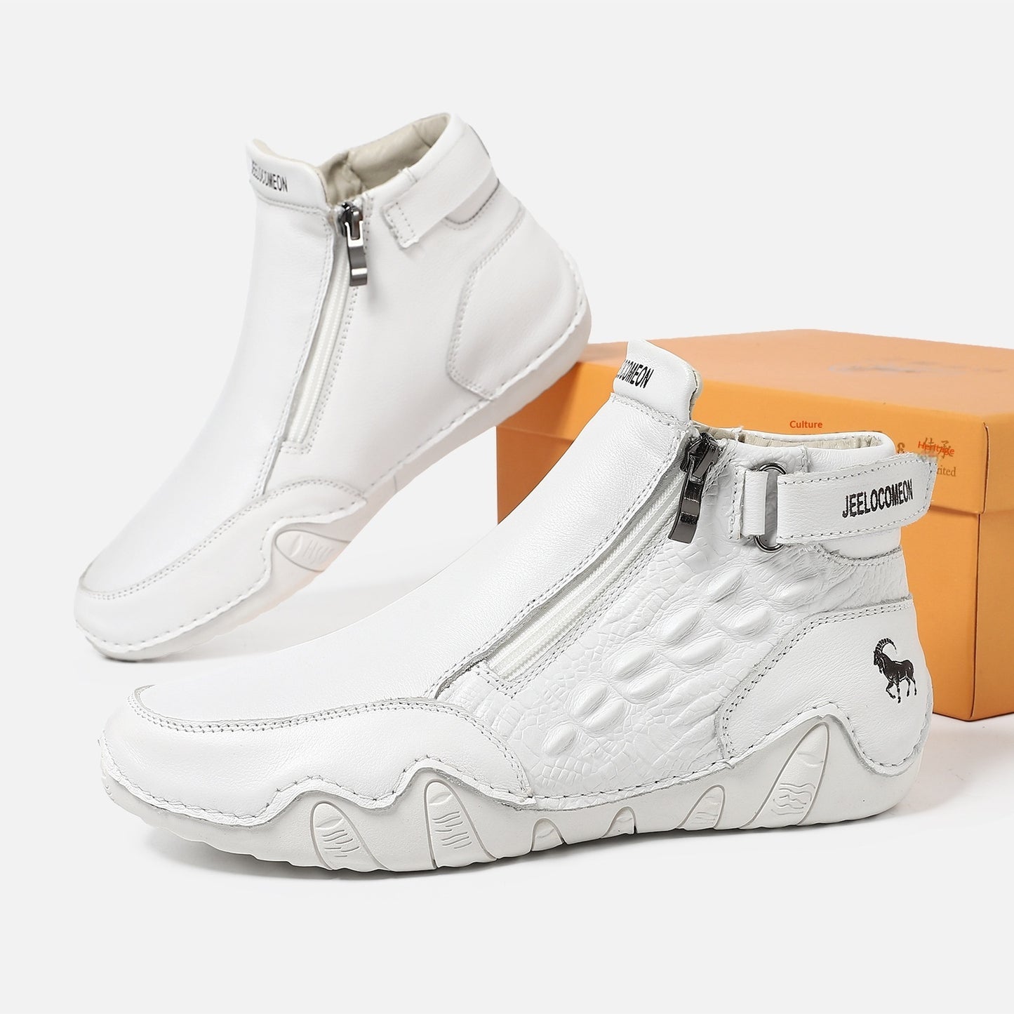 Genuine Leather Plus-Size Cotton Shoes Independent Website High-Top Wear-Resistant Outdoor Casual Shoes