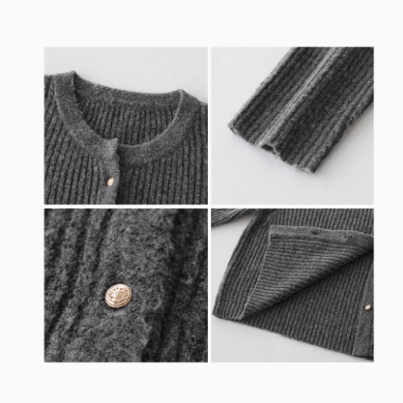 Autumn New Simple Round Neck Knitted Cardigan Soft And Sticky