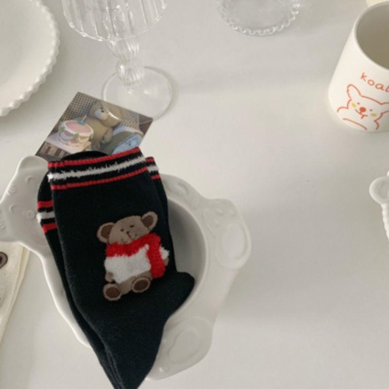 Bear Socks Female Japanese Cute Cherry Tube Socks Ins Tide