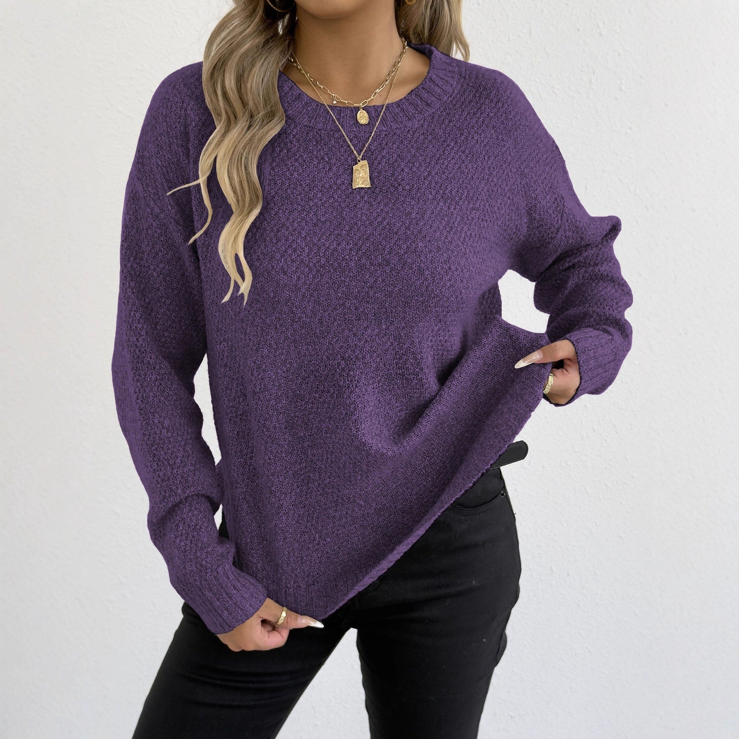 Fashion Loose Flower Velvet Women's Pullover Bottoming Sweater