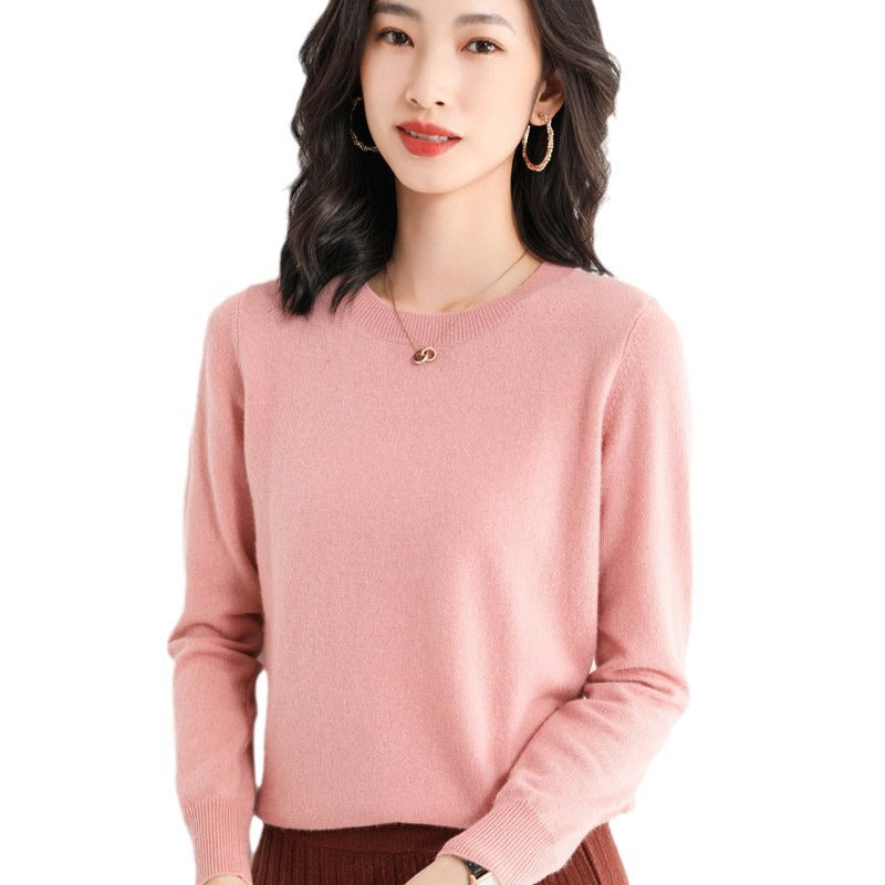 Slim Fit Solid Color Round Neck Base Pullover Sweater