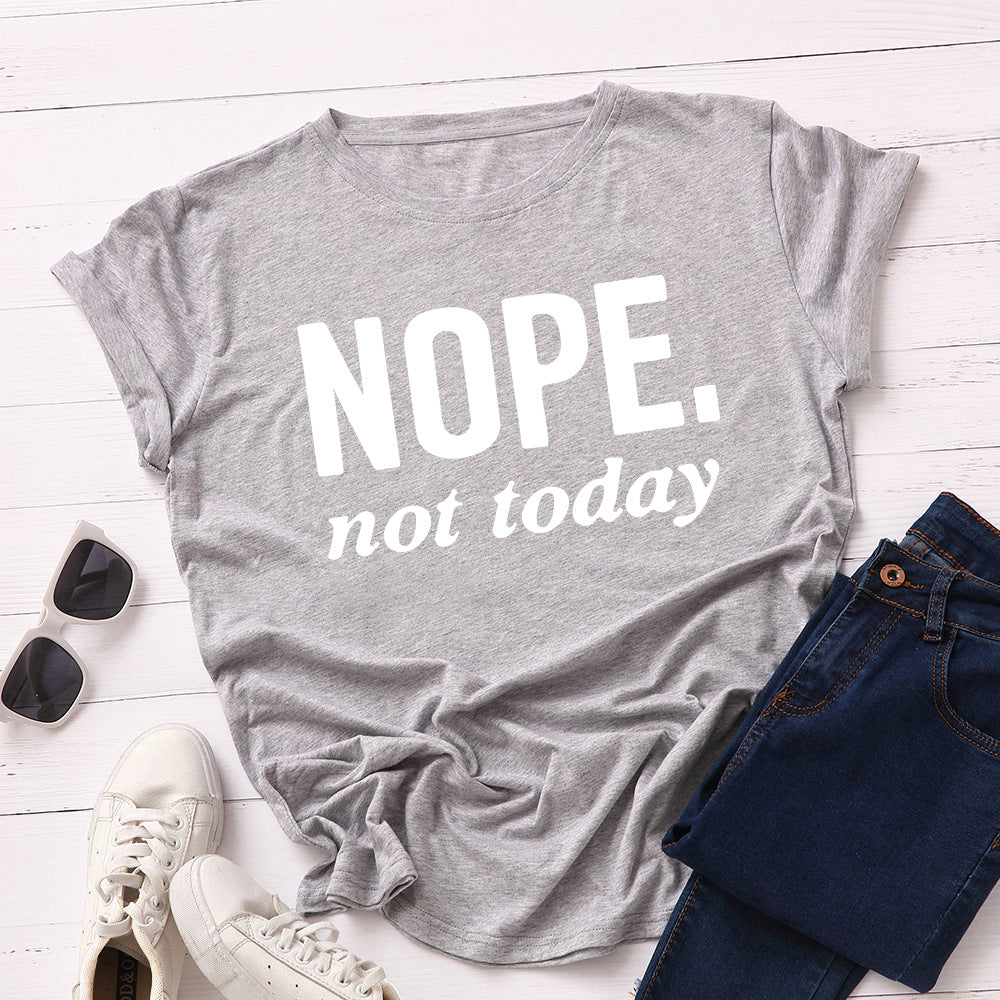 Women's Letter Loose Round Neck Short Sleeve T-Shirt