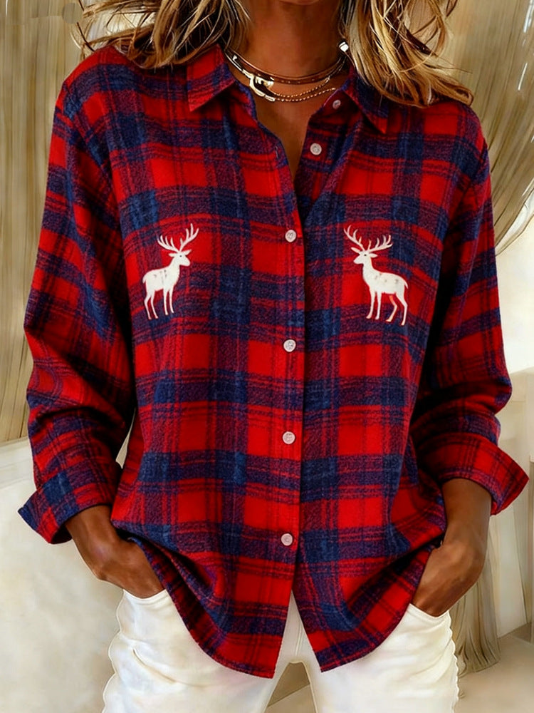 Casual Relaxed Fit Fashionable Long Sleeve Floral Print Shirt With A Turn Down Collar