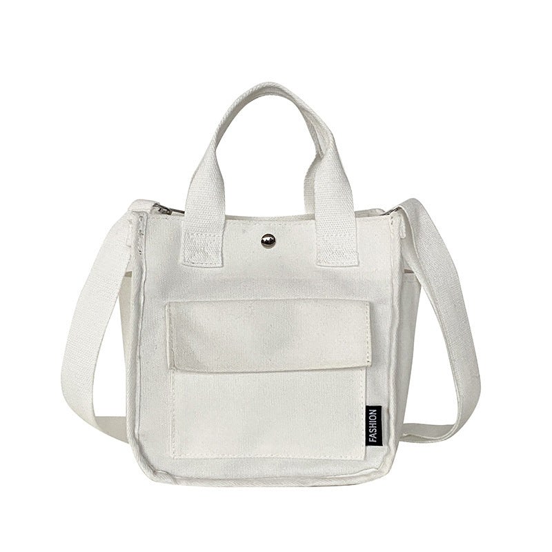Tredimensionel Lærred Crossbody Taske med Flere Lommer