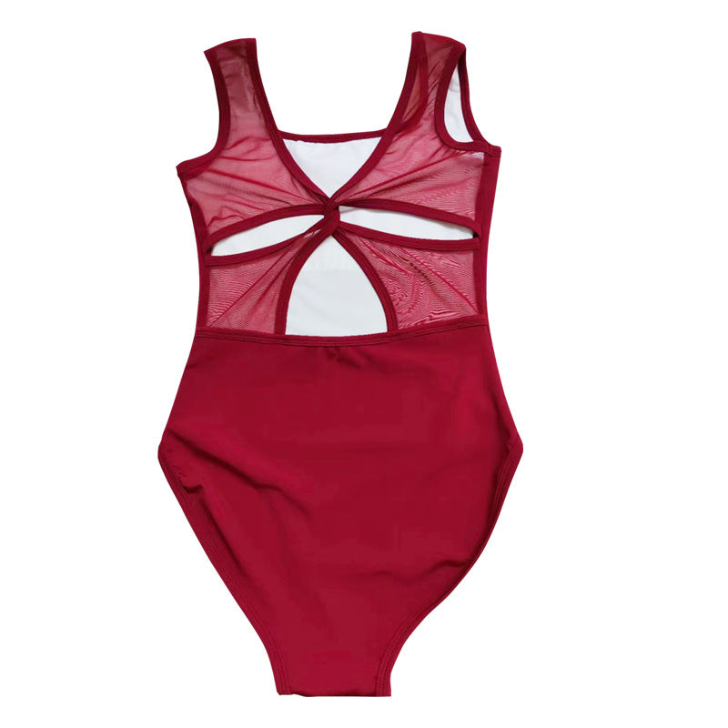 Butterfly Back Ballet Dance Square Round Collar Jumpsuit Exercise Clothing