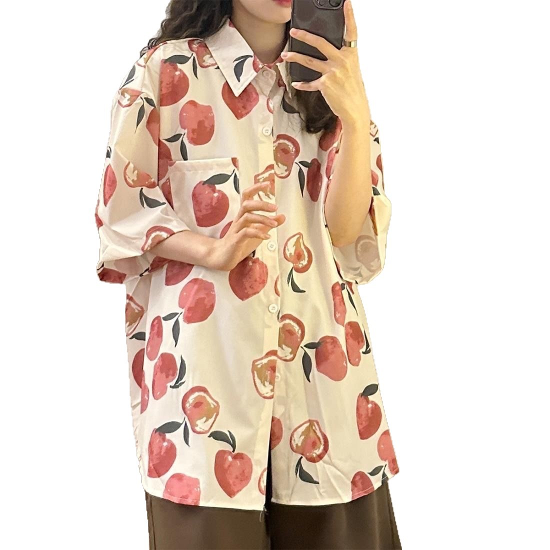 Summer Hong Kong Style Couple Half Sleeve Flower Shirt