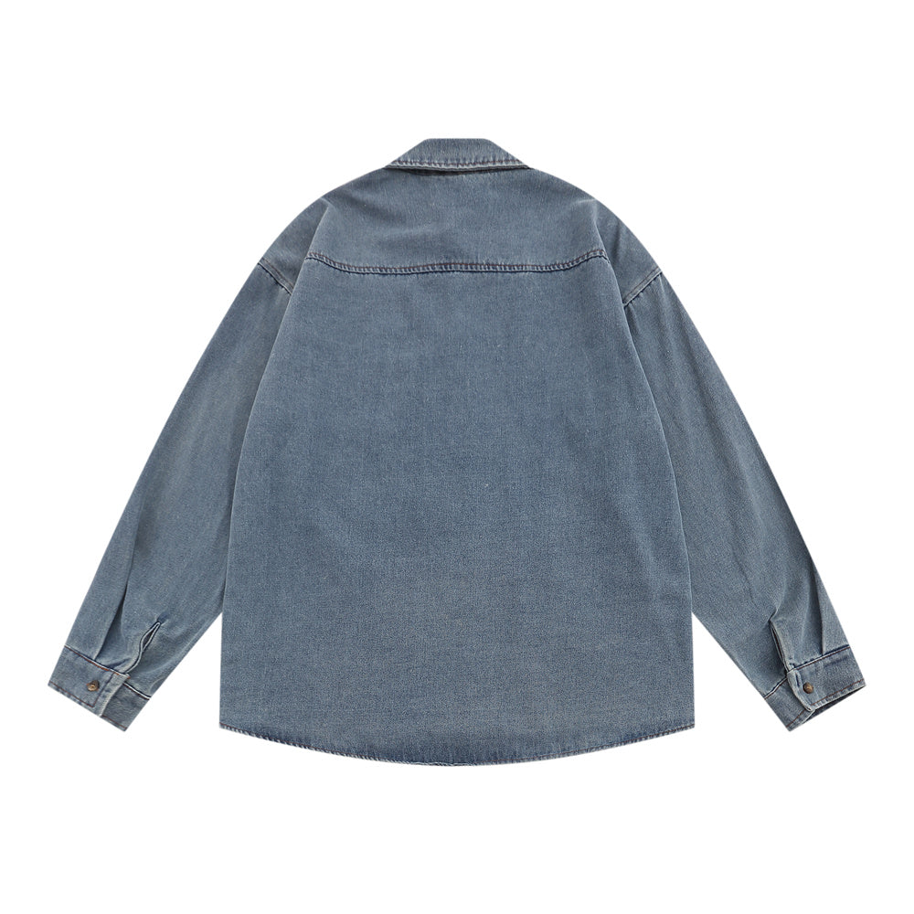 Stitching Contrast Color Irregular Shirt Coat