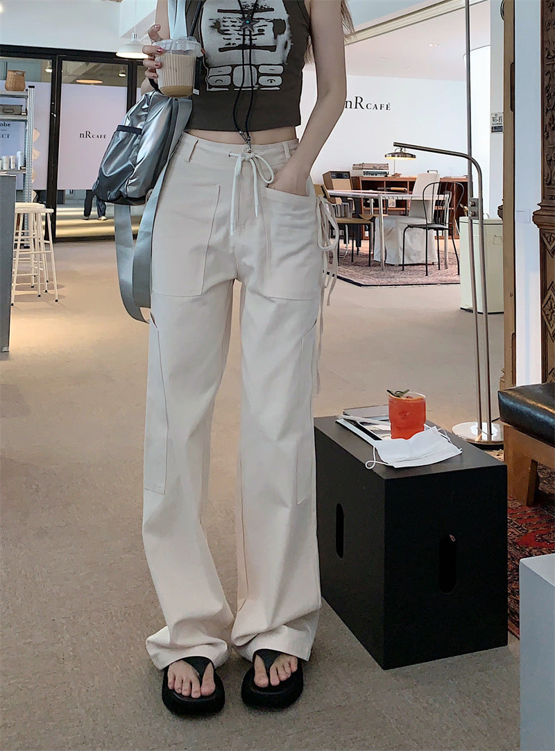 Women's Retro Slim Strappy Casual Pants
