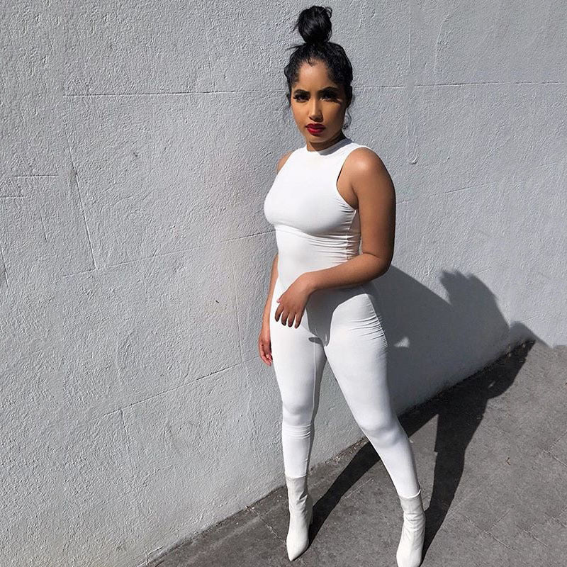 Round Neck Stitching Jumpsuit Women