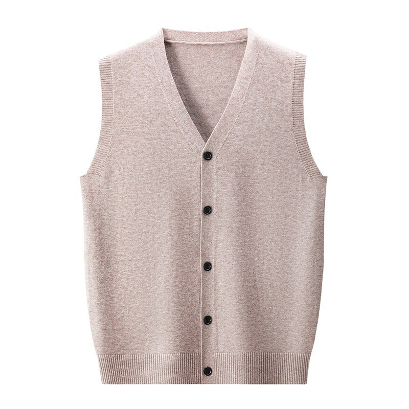 Men's Spring And Autumn Sleeveless Knitted Vest For Middle-aged And Elderly