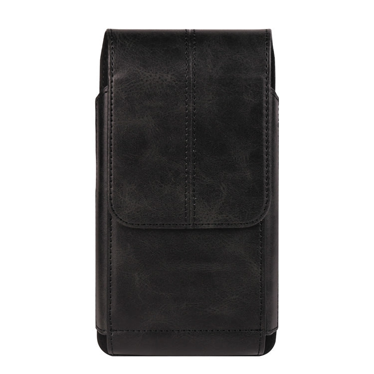 Vertical Smart Phone Accessory Waist Bag Buckle Leather Belt Leather Case Card Slot Multi-functional Trend