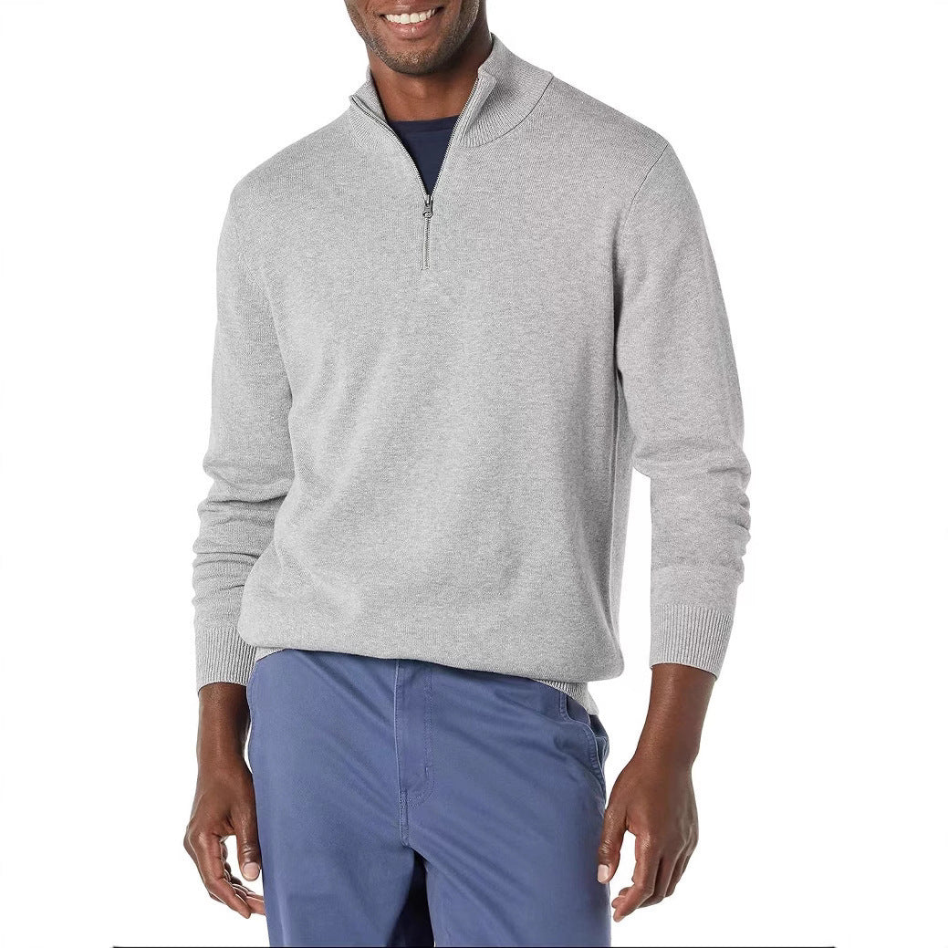 Herre Halv Lynlås Polo Sweater Afslappet Langærmet