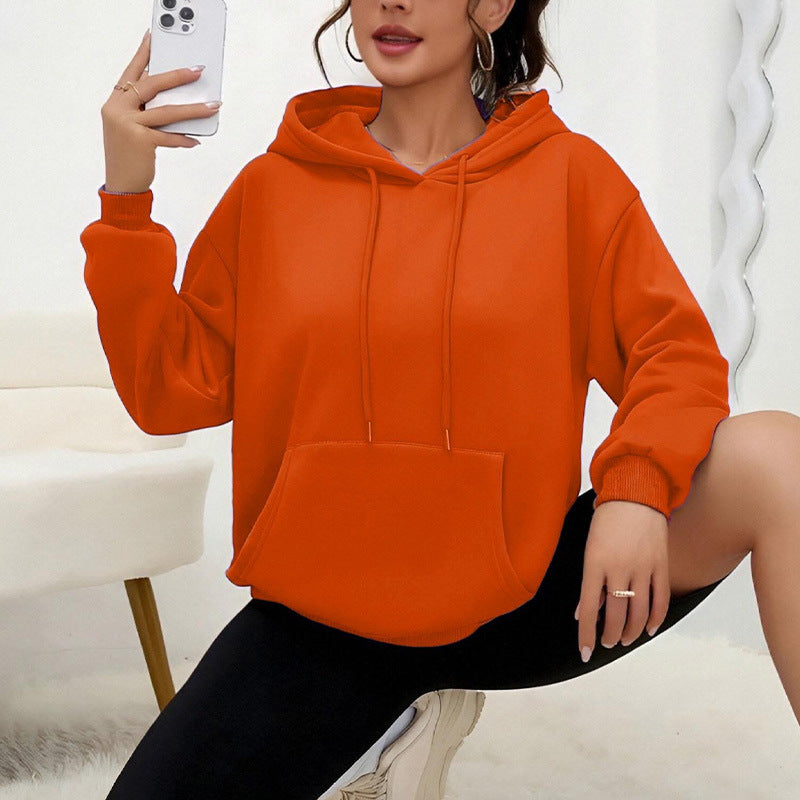 Alsidig Løs Sweatshirt med Snøre og Lomme Langærmet Dame