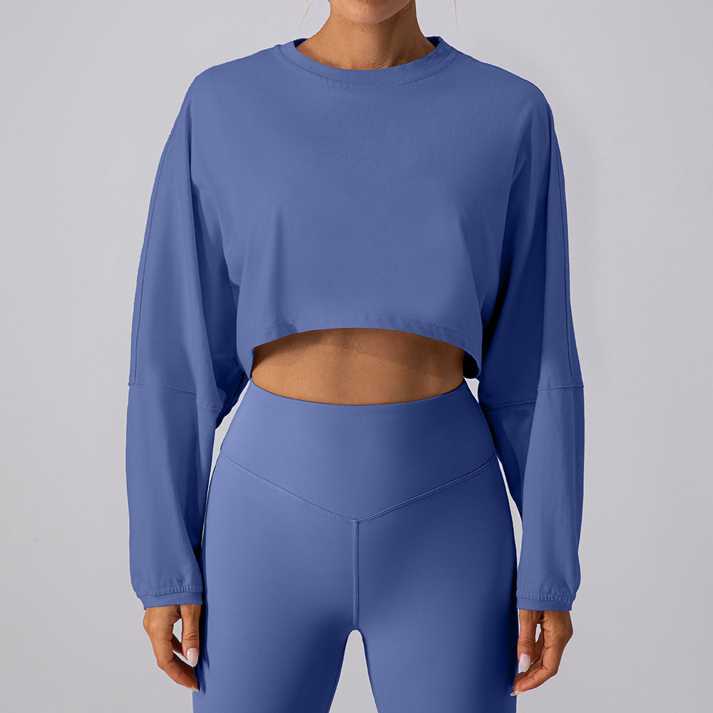 Rundhalset Sweater T-shirt Kort Sports Yoga Løbe Langærmet Top