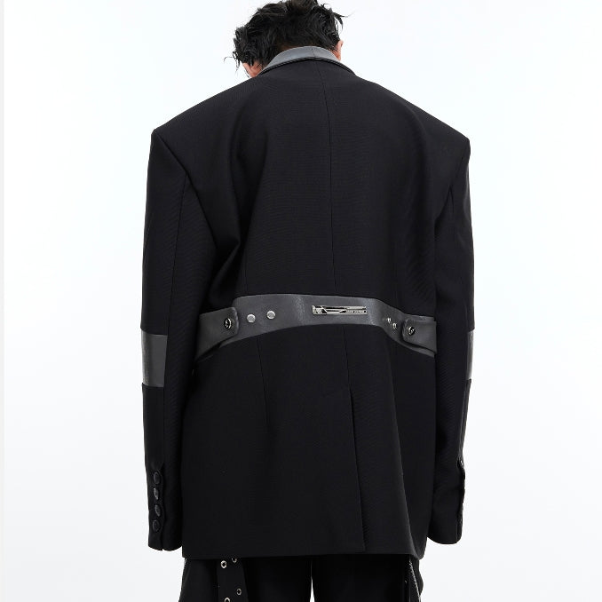 Niche Deconstruction Three-dimensional Stitching Padded Shoulder Suit Jacket