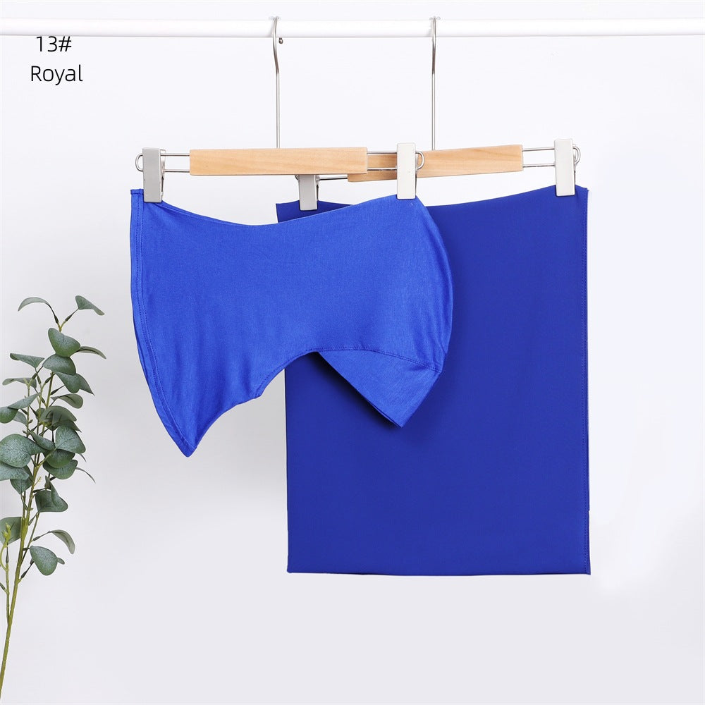 Modal Solid Color Breathable Fits Cap Pearl Chiffon Scarf