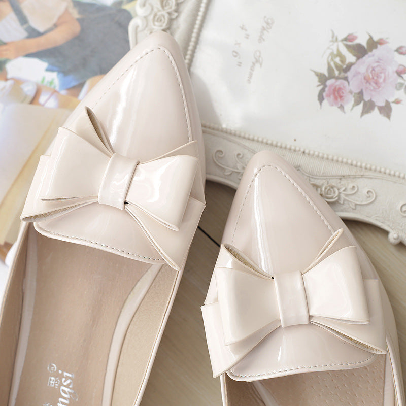 Women's Pointed Toe Sweet Bow Soft-soled Scoop Shoes