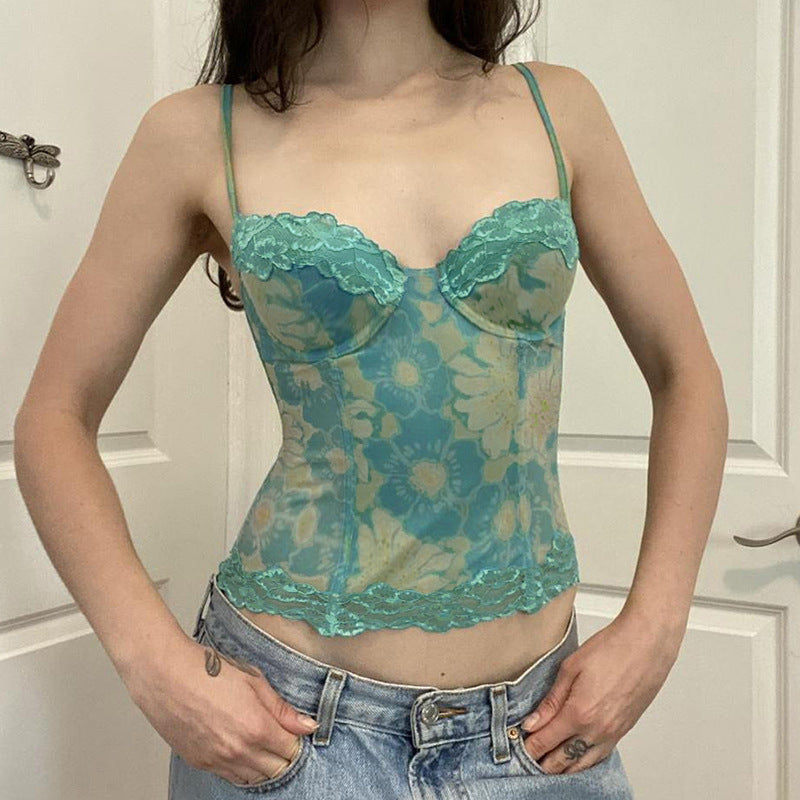 Europæisk og Amerikansk Ferie Stil Justerbar Skulderrem Retro Hot Girl Camisole