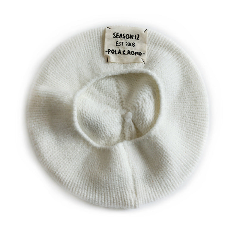 Comfortable Beret Wool Art Cloth Label Embroidered Letters Casual