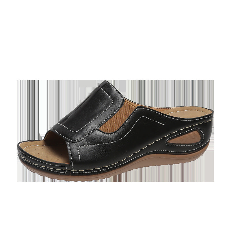 Open Toed Sloping Heel With Elastic And Tight Sole