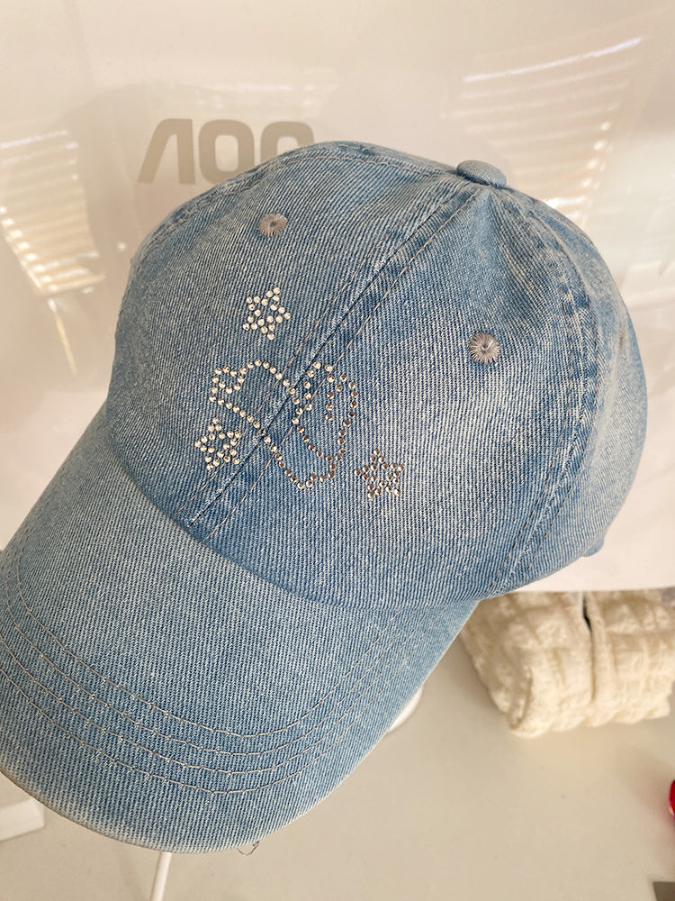 Sommer Denim Blå Rhinsten XINGX Baseballkasket